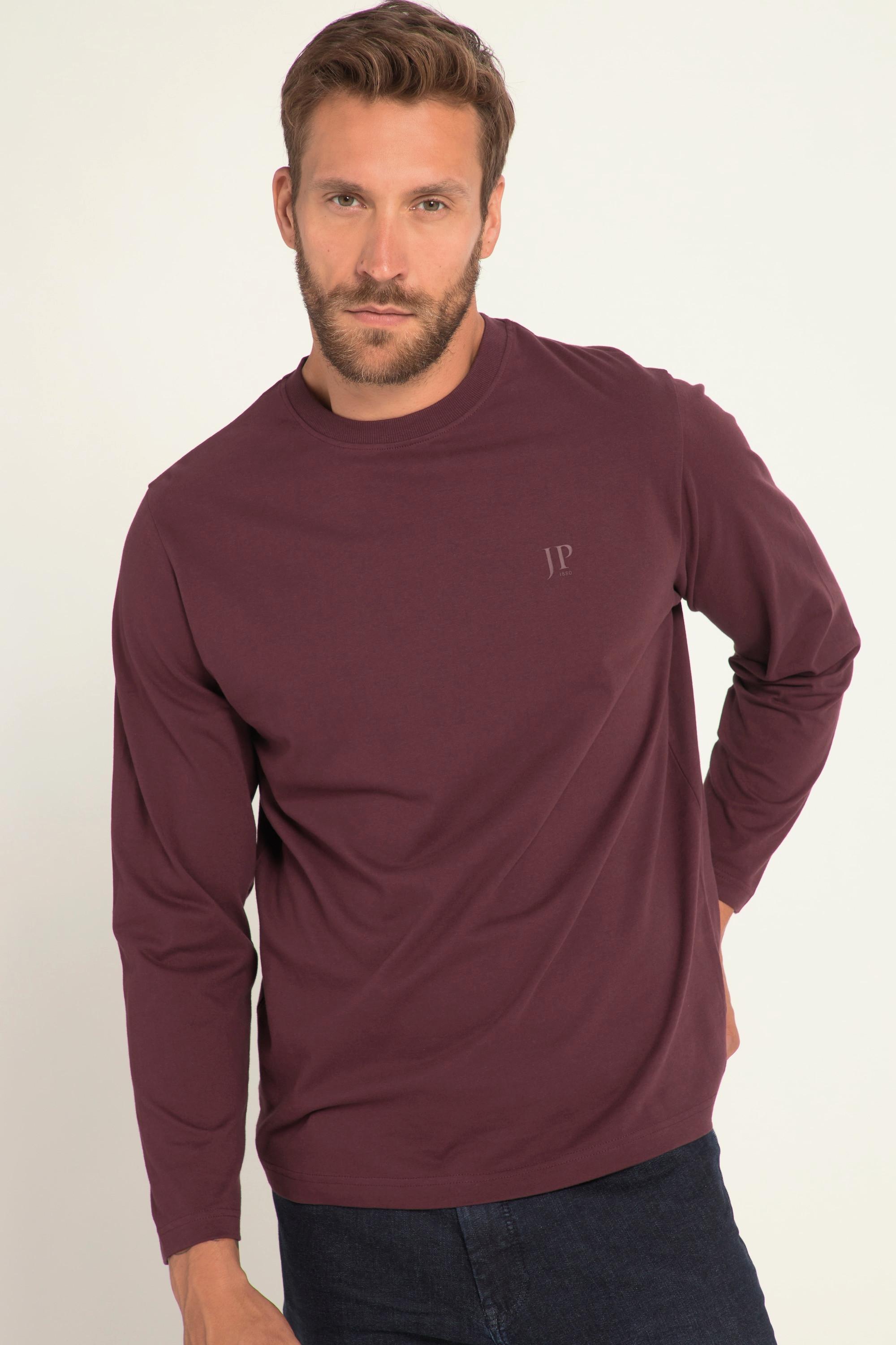 JP1880  Maglia basic a maniche lunghe rosso vino scuro 