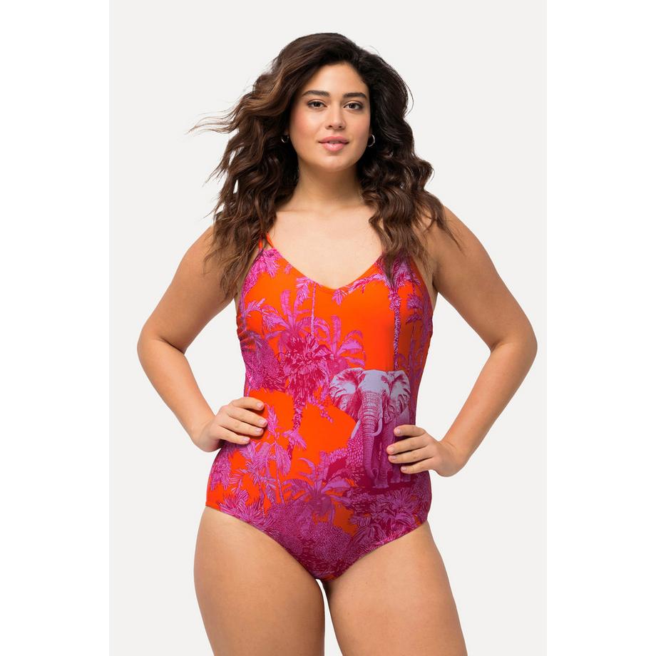 Ulla Popken Costume da bagno stampa elefante senza coppe spalline regolabili  