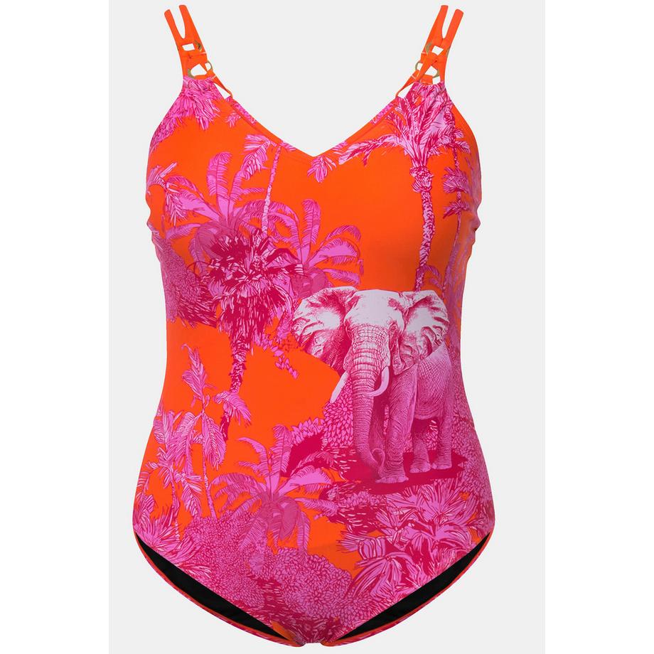 Ulla Popken Costume da bagno stampa elefante senza coppe spalline regolabili  