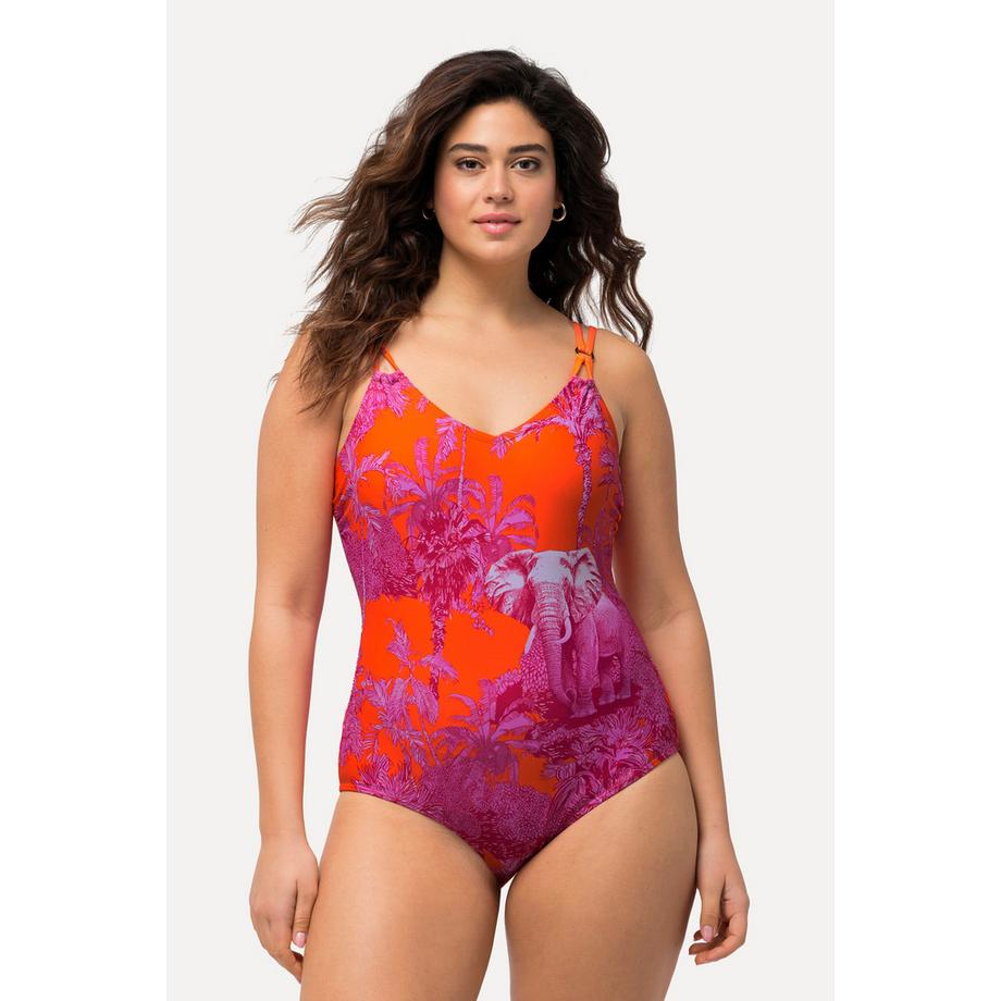 Ulla Popken Costume da bagno stampa elefante senza coppe spalline regolabili  