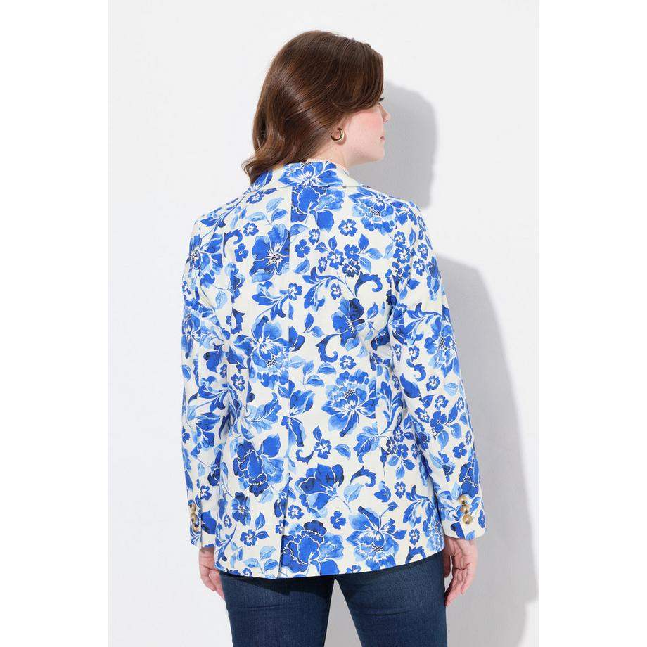 Ulla Popken Blazer fantasia floreale Revers Spacchetto sul retro  