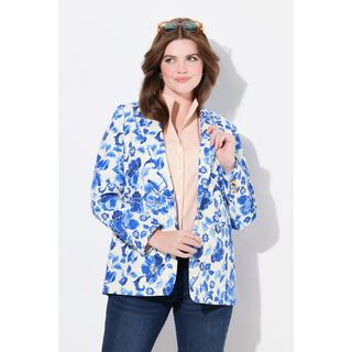 Ulla Popken  Blazer motif floral, col à revers et fente d'aisance 