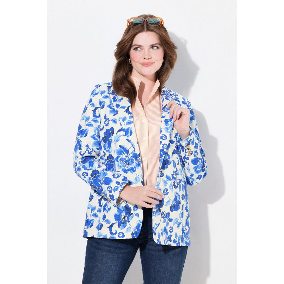 Ulla Popken Blazer fantasia floreale Revers Spacchetto sul retro  