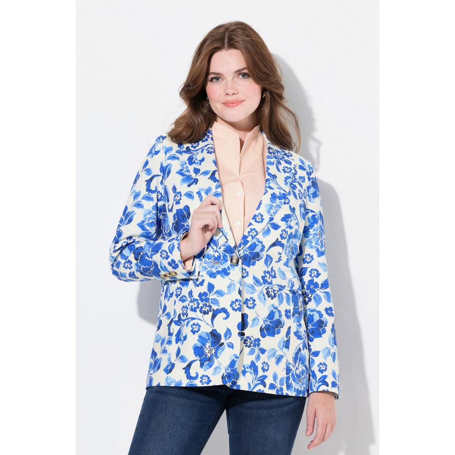 Ulla Popken Blazer fantasia floreale Revers Spacchetto sul retro  