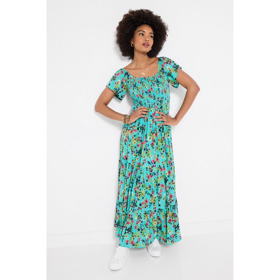 Crinkle-Maxikleid mit Ditsy-Blumenprint