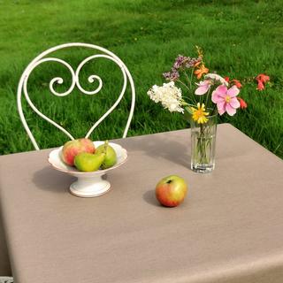 Fleur de Soleil Tischdecke abwaschbar rund oder oval Unifarben taupe Baumwolle Leinen  