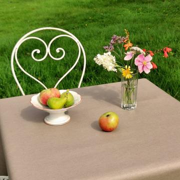 Tischdecke abwaschbar rund oder oval Unifarben taupe Baumwolle Leinen