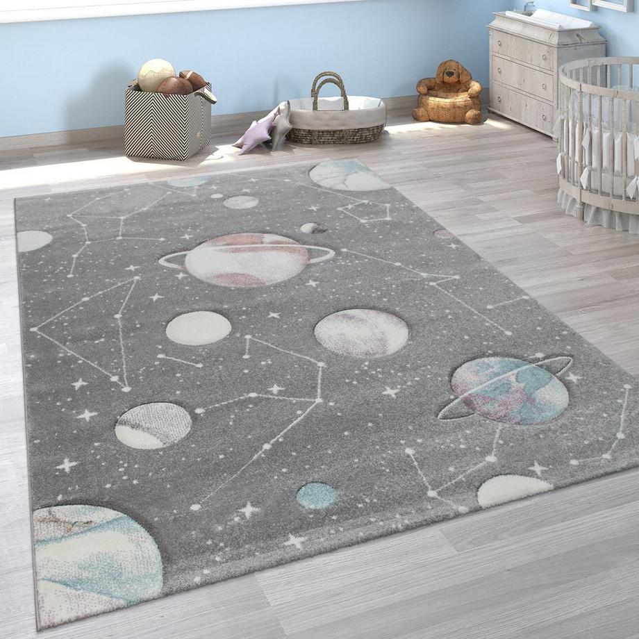 Paco Home Kinder Teppich Kinderzimmer Planeten Sterne  
