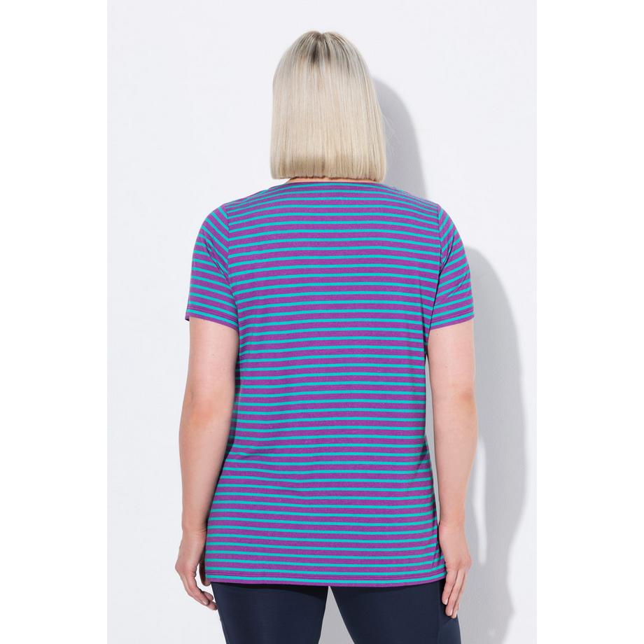 Ulla Popken Maglia funzionale classica righe scollo a V mezze maniche  