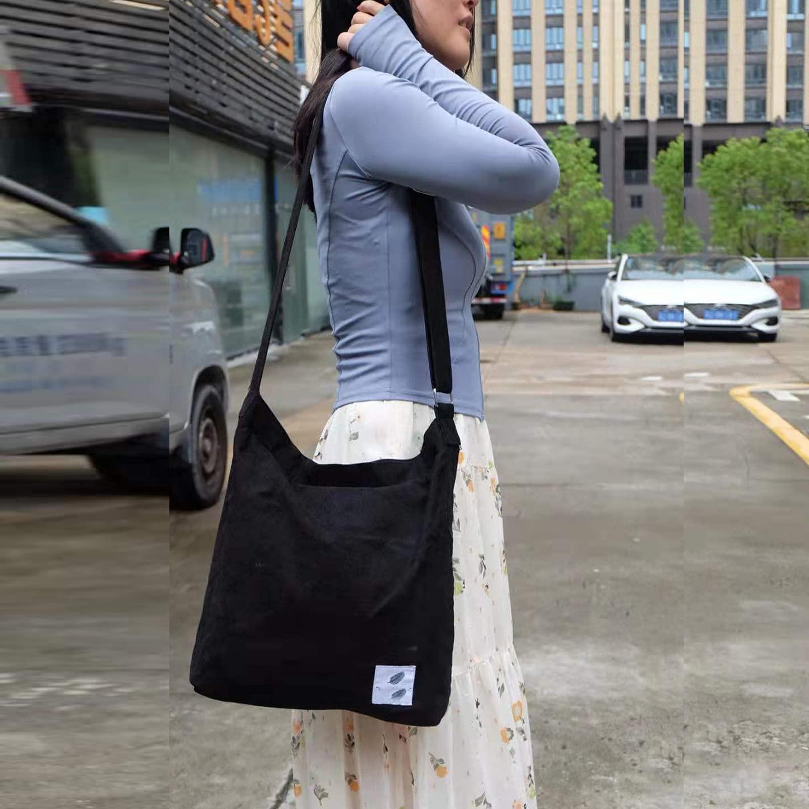 Only-bags.store  Große Cord-Einkaufstasche für Universität Arbeit Schule Alltag 