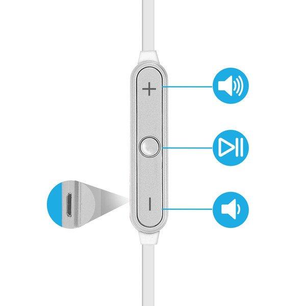 Akashi  Écouteurs Bluetooth Stéréo HD - Argent 