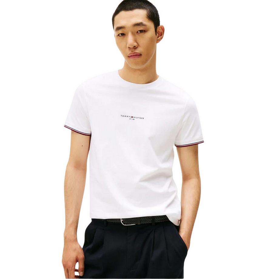 TOMMY HILFIGER  Maglietta Aderente Logo Bordata 