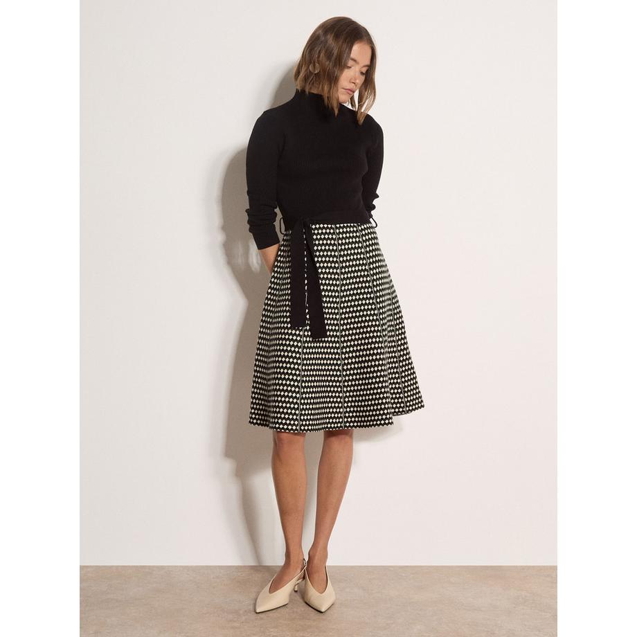 APRICOT Robe midi patineuse en maille à motif losange  