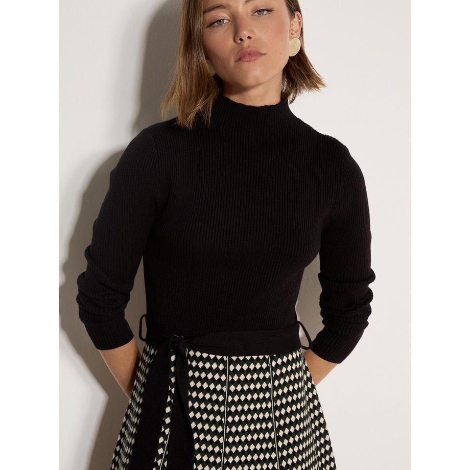 APRICOT Robe midi patineuse en maille à motif losange  