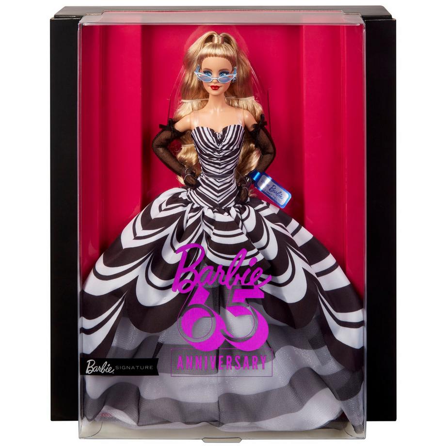 Barbie  Signature Puppe 65. Jubiläum mit blonden Haaren,-weisser Robe 