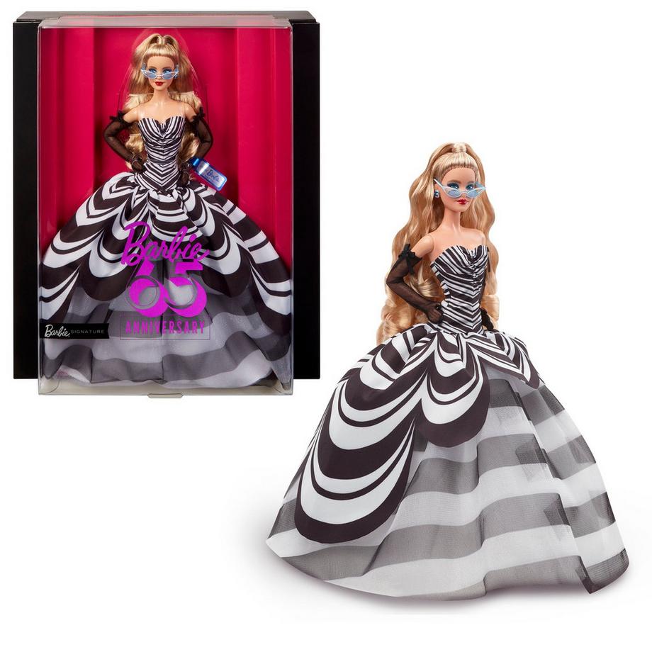 Barbie  Signature Puppe 65. Jubiläum mit blonden Haaren,-weisser Robe 