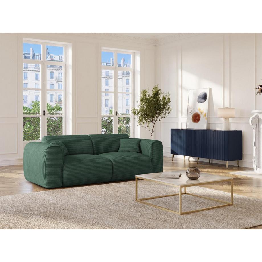Vente-unique Canapé 3 places convertible express en velours côtelé vert sapin POGNIA  