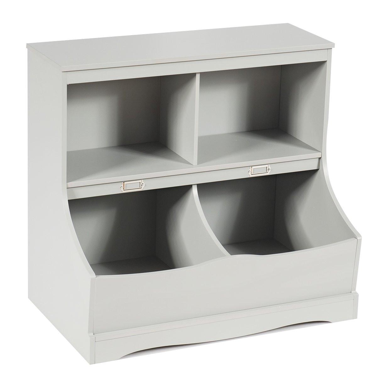 Northix Scaffale per bambini con 4 scomparti, scaffale per giocattoli, libreria per bambini, 67 x 40 x 62 cm, grigio  