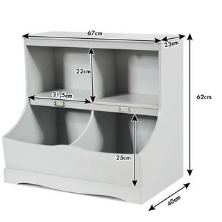 Northix Scaffale per bambini con 4 scomparti, scaffale per giocattoli, libreria per bambini, 67 x 40 x 62 cm, grigio  