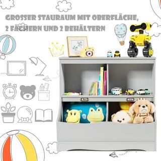 Northix Scaffale per bambini con 4 scomparti, scaffale per giocattoli, libreria per bambini, 67 x 40 x 62 cm, grigio  