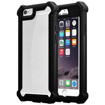 Housse compatible avec Apple iPhone 6 / 6S - Coque de protection 2 en 1 avec bord en silicone TPU et dos en verre acrylique