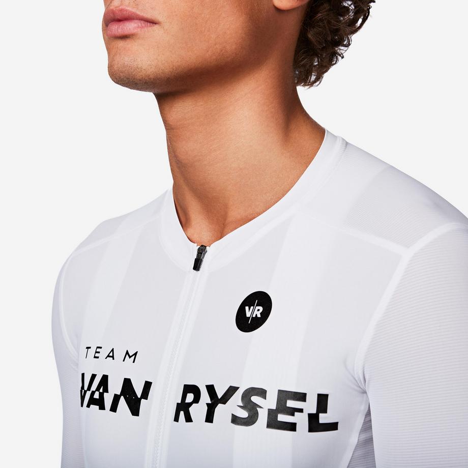 VAN RYSEL  Maillot manches courtes de vélo de route très ajusté unisexe - RCR-R 2 blanc 