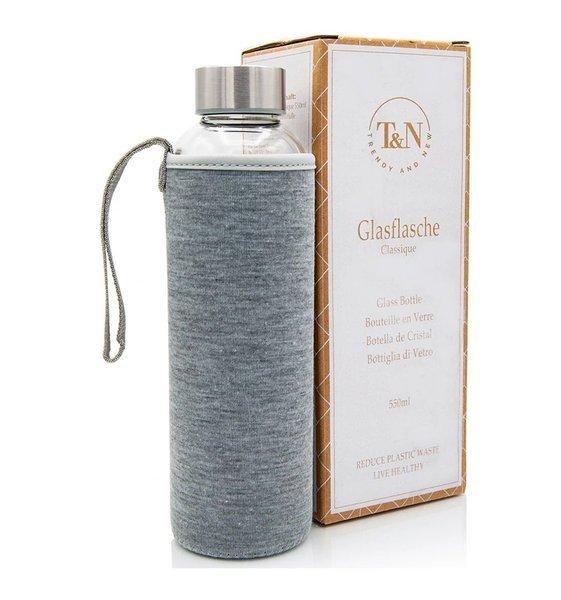 T&N  Glastrinkflasche Wasserflasche Classique (Grau, 550ml) 