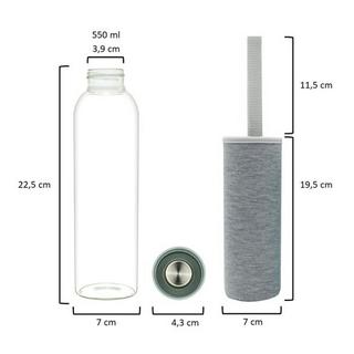 T&N  Glastrinkflasche Wasserflasche Classique (Grau, 550ml) 