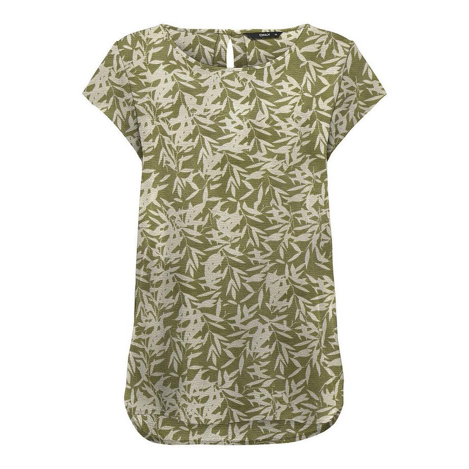 ONLY Kurzarm Blätter Print Bluse  