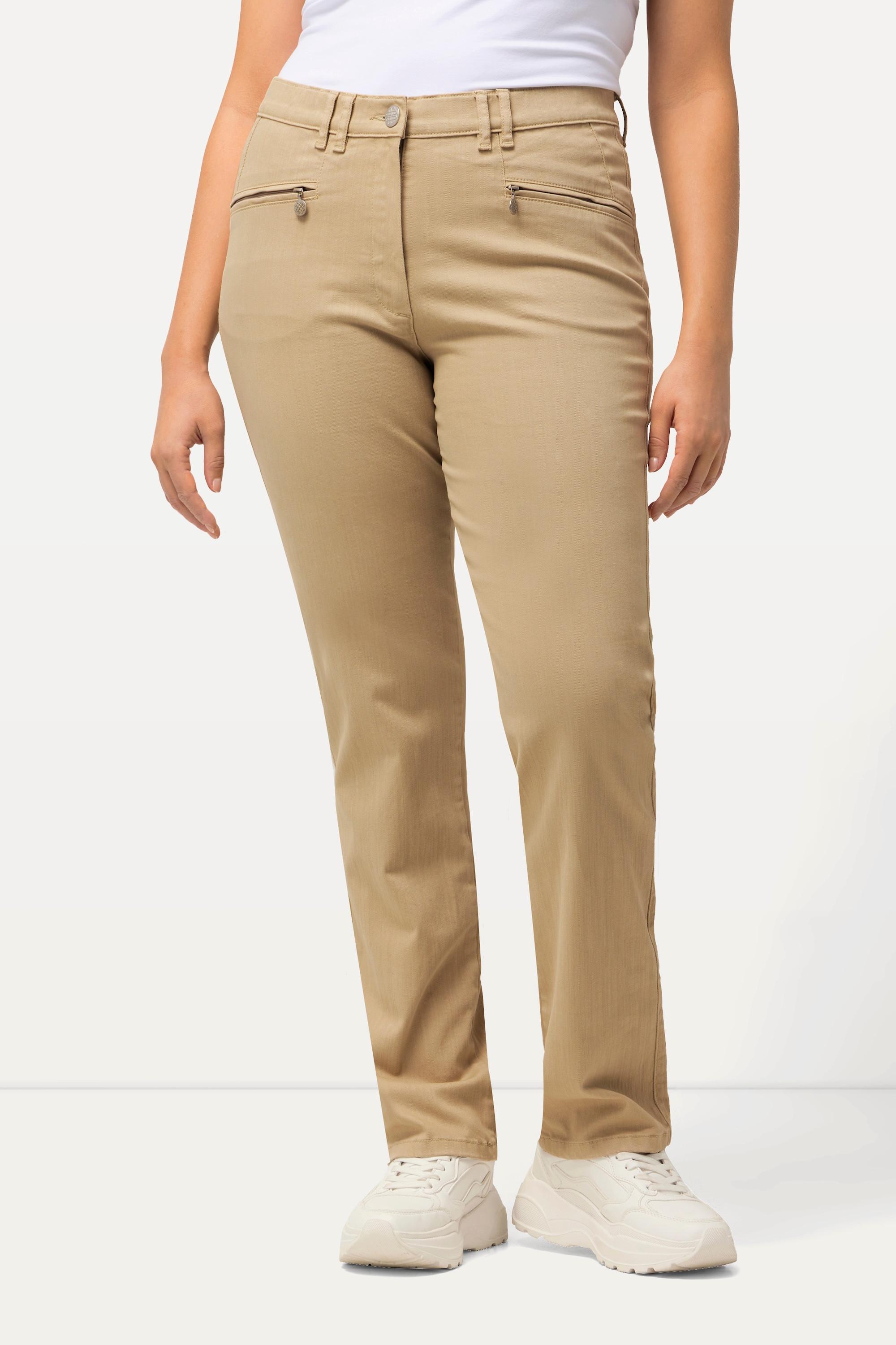 Ulla Popken  Pantalon stretch Mony, jambe légèrement de forme carotte, poches zippées 