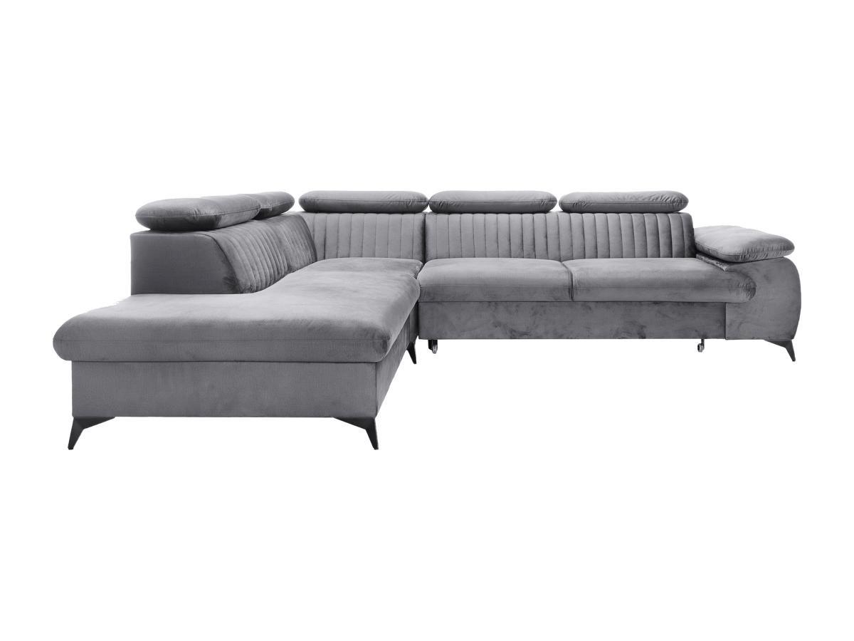 PASCAL MORABITO Canapé grand angle gauche convertible en velours gris clair SAMARA de Pascal Morabito  