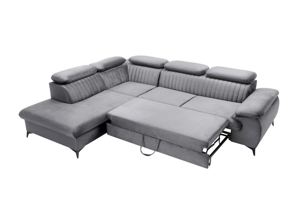 PASCAL MORABITO Canapé grand angle gauche convertible en velours gris clair SAMARA de Pascal Morabito  