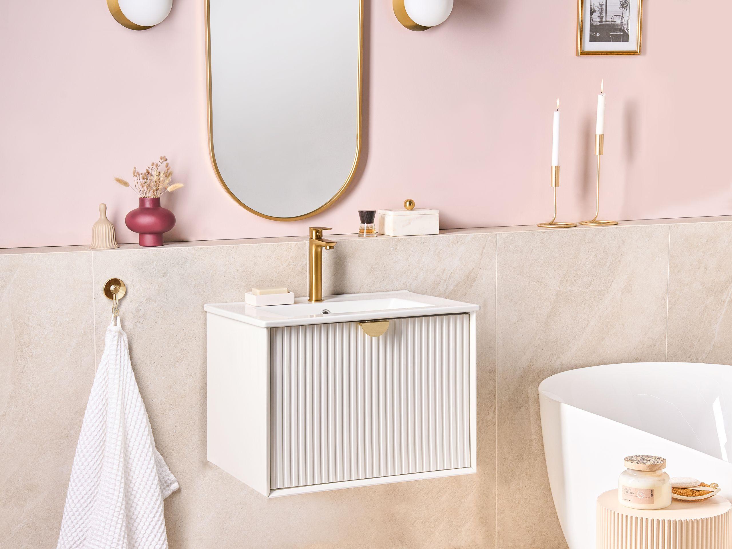 Beliani Mobiletto con lavabo en Fibra a media densità (MDF) Moderno BONAIRE  