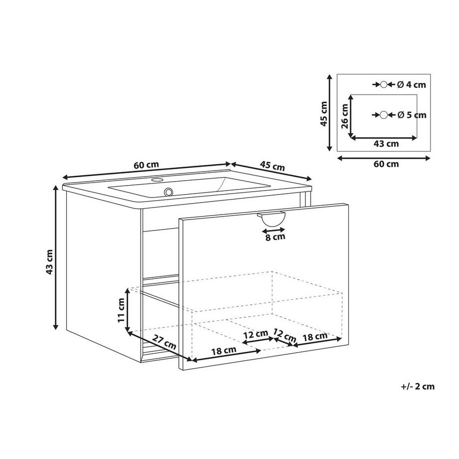 Beliani Meuble sous-lavabo avec vasque en MDF Moderne BONAIRE  