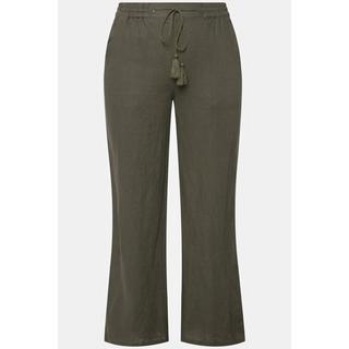Ulla Popken Leinenhose Mary Elastikbund Weites Gerades Bein  