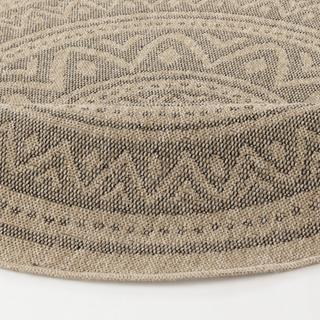 LIVABLISS Tapis Rond Extérieur/Intérieur Aspect Jute Beige/Noir Ø 100  