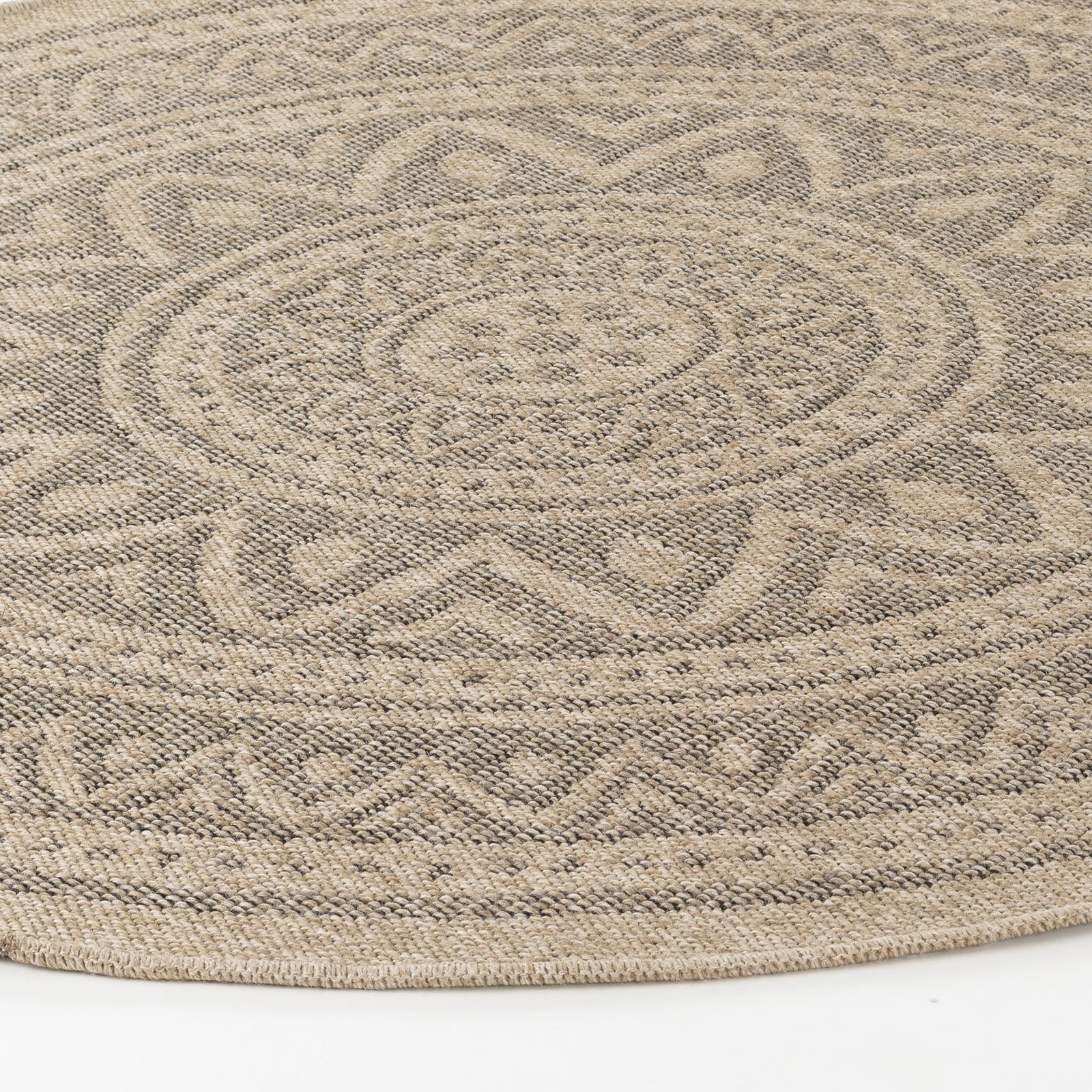 LIVABLISS Tapis Rond Extérieur/Intérieur Aspect Jute Beige/Noir Ø 100  