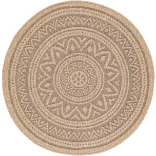 LIVABLISS Tapis Rond Extérieur/Intérieur Aspect Jute Beige/Noir Ø 100  