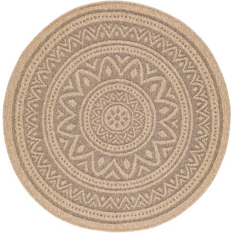 LIVABLISS Tapis Rond Extérieur/Intérieur Aspect Jute Beige/Noir Ø 100  