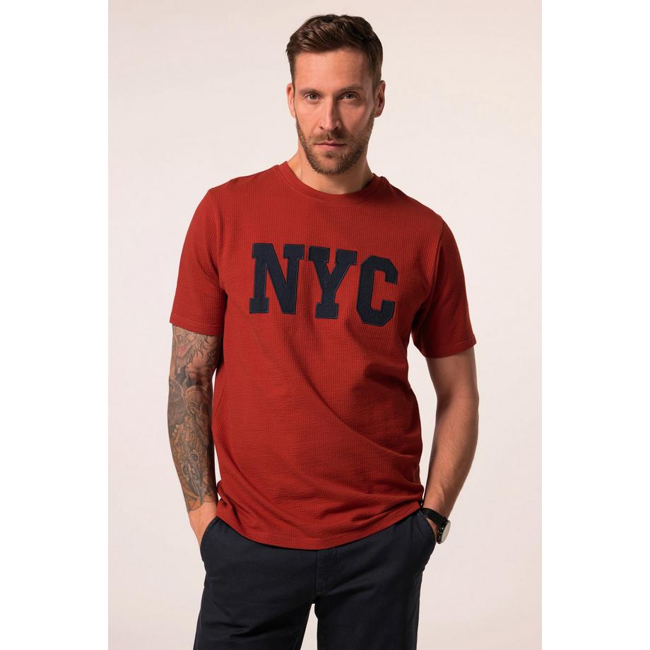 JP1880 T-shirt Maniche Corte Tinta Indaco Applicazione NYC Girocollo  