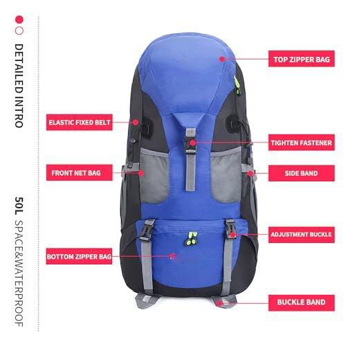 Only-bags.store  50L Leichter wasserdichter Wanderrucksack, Outdoor Sport Daypack Reisetasche für Klettern Camping 