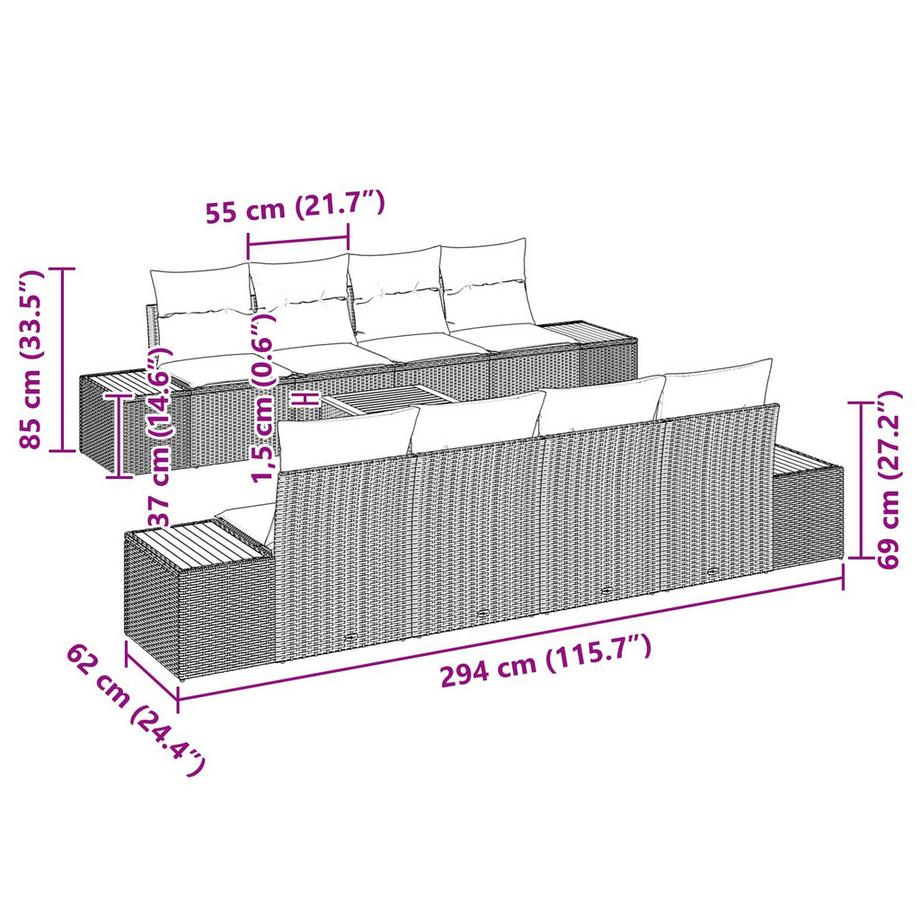 VidaXL Canapé de jardin poly rattan  