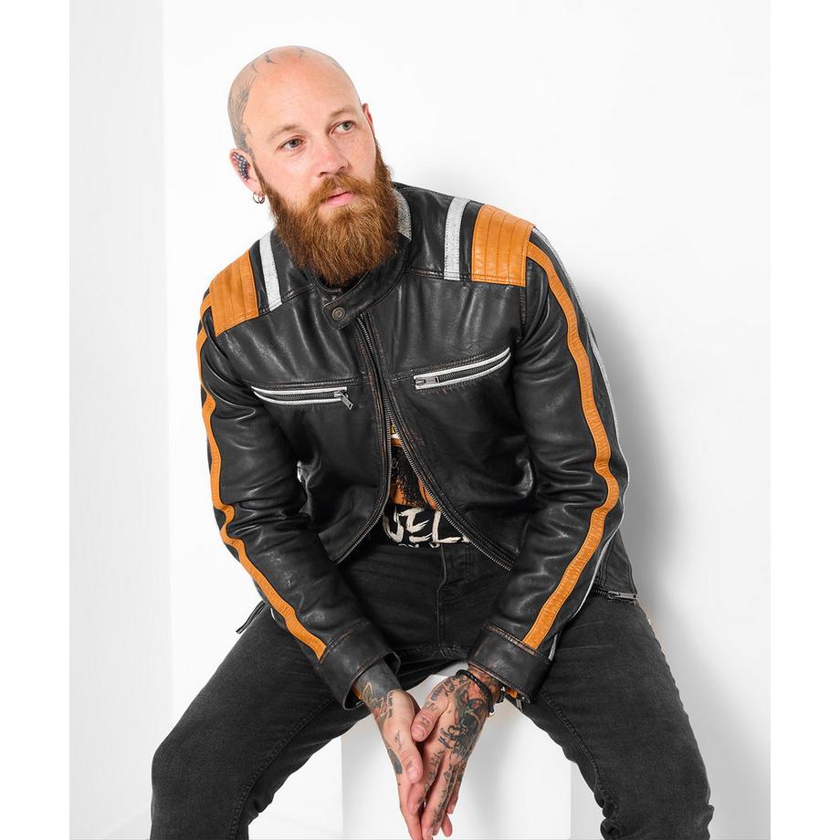 Joe Browns Stilvolle Leder Bikerjacke  