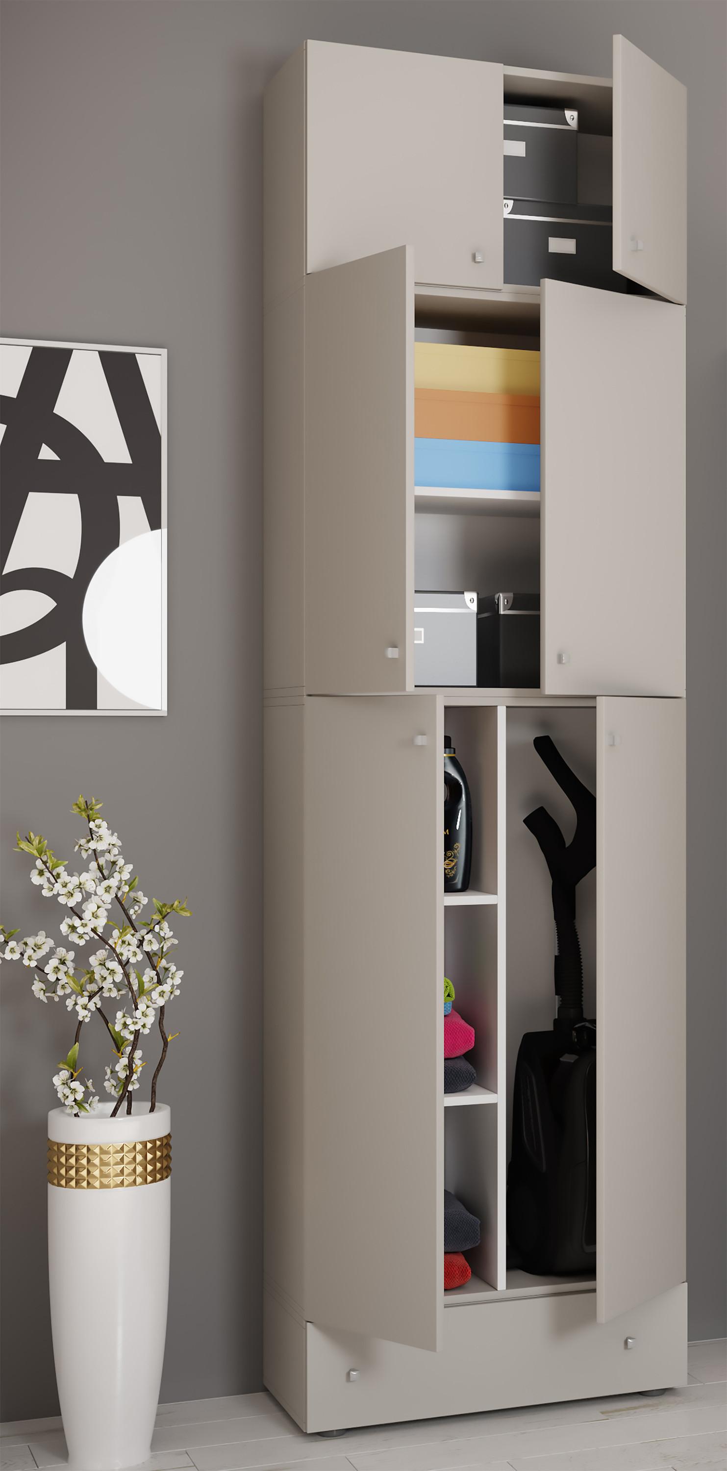 VCM Holz Besenschrank Staubsauger Putzschrank Haushaltsschrank Schublade Lona SA  