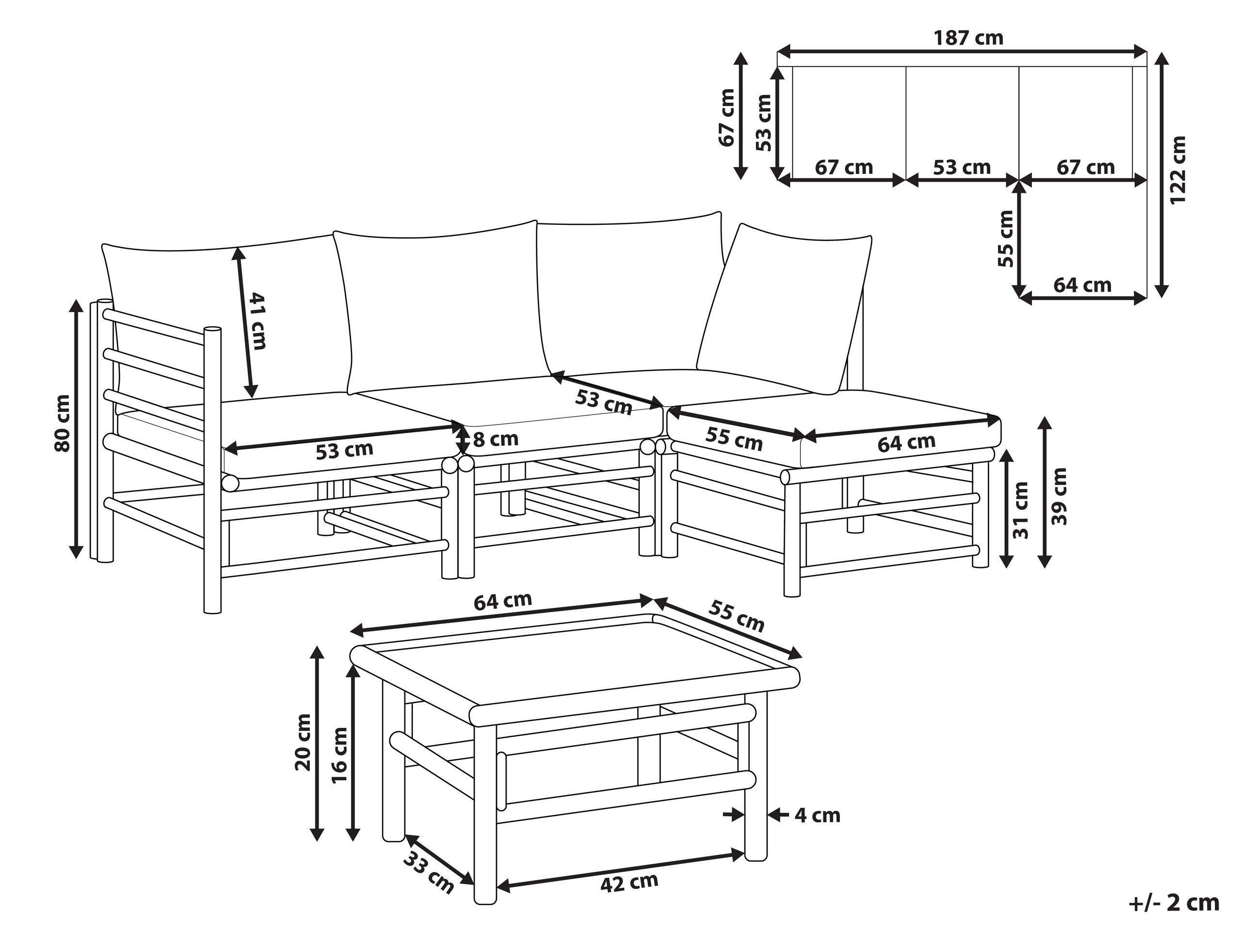 Beliani Ecksofa aus Bambusholz Boho CERRETO  