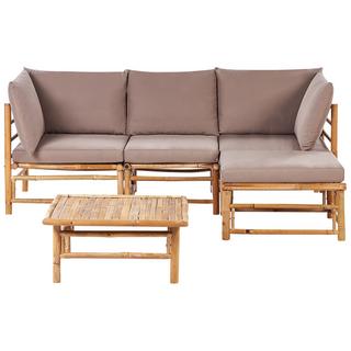 Beliani Ecksofa aus Bambusholz Boho CERRETO  