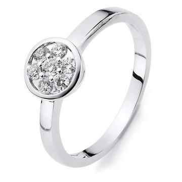 Bague de fiançailles 585/14K or blanc diamant 0,25ct.