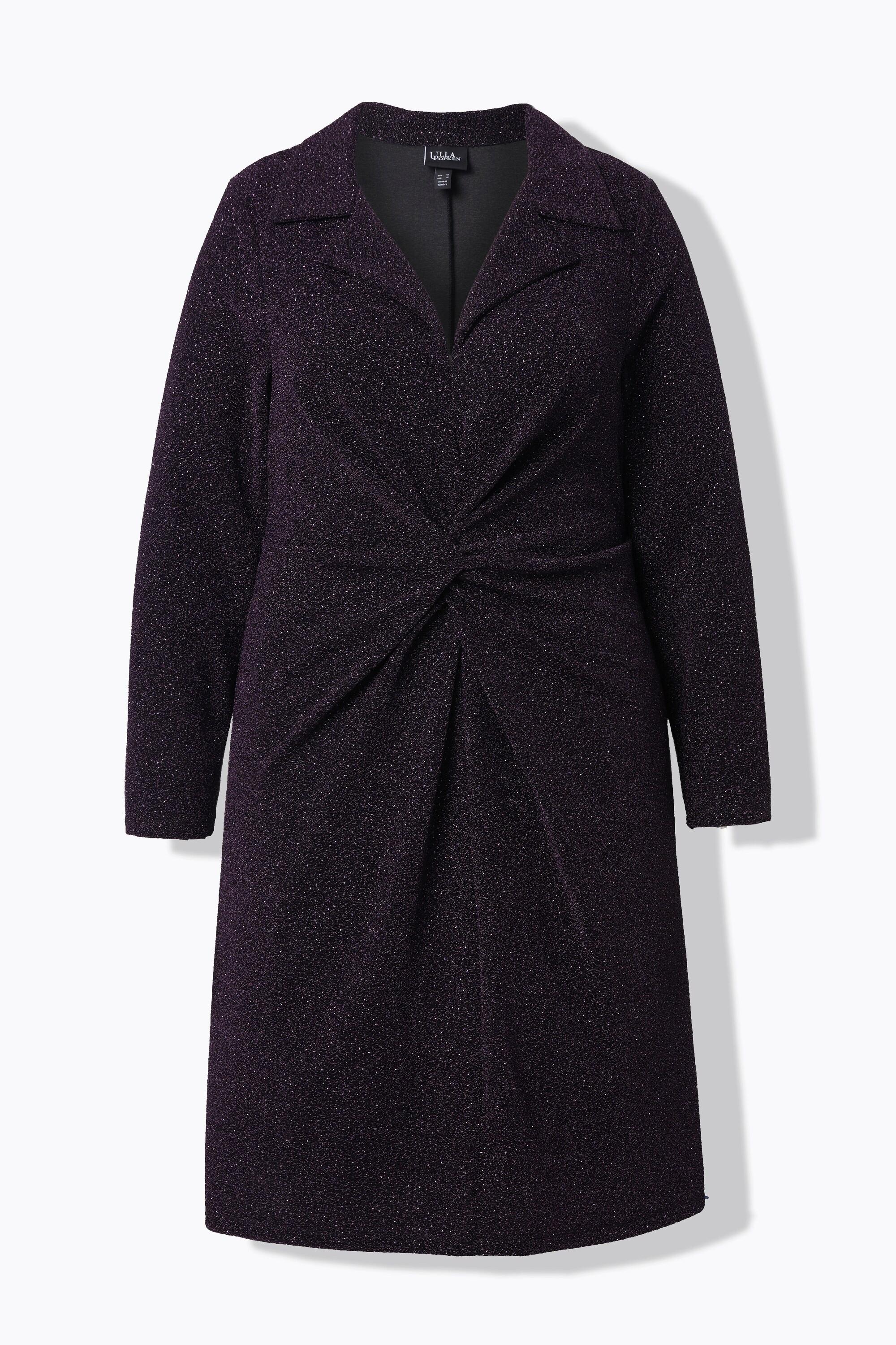 Ulla Popken Abito in jersey Effetto glitter Collo a revers Maniche lunghe  