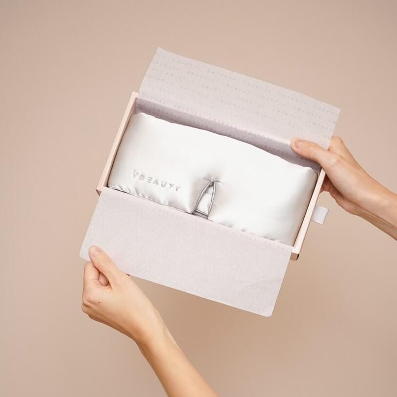 VBEAUTY  Premium Deep Sleep Seiden Schlafmaske - Silber 
