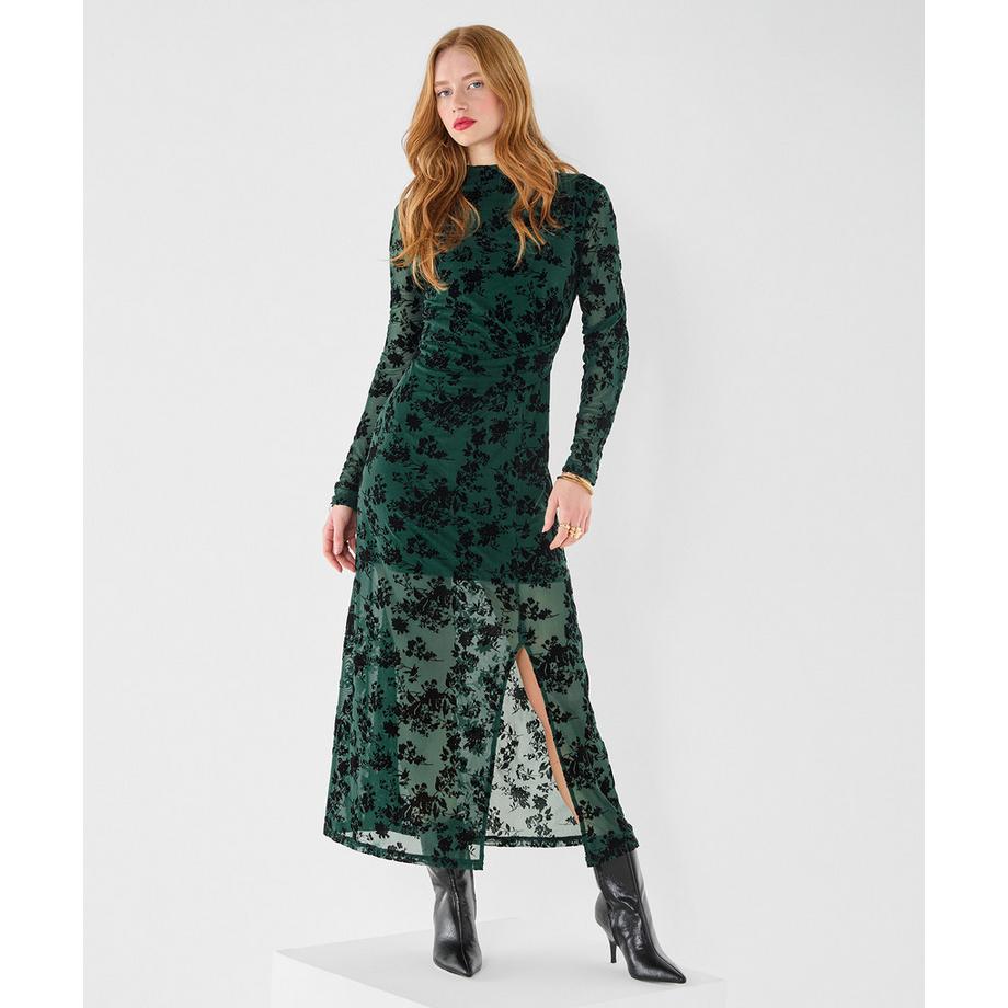 Robe Longue Floquée à Drapé Devant Hazel